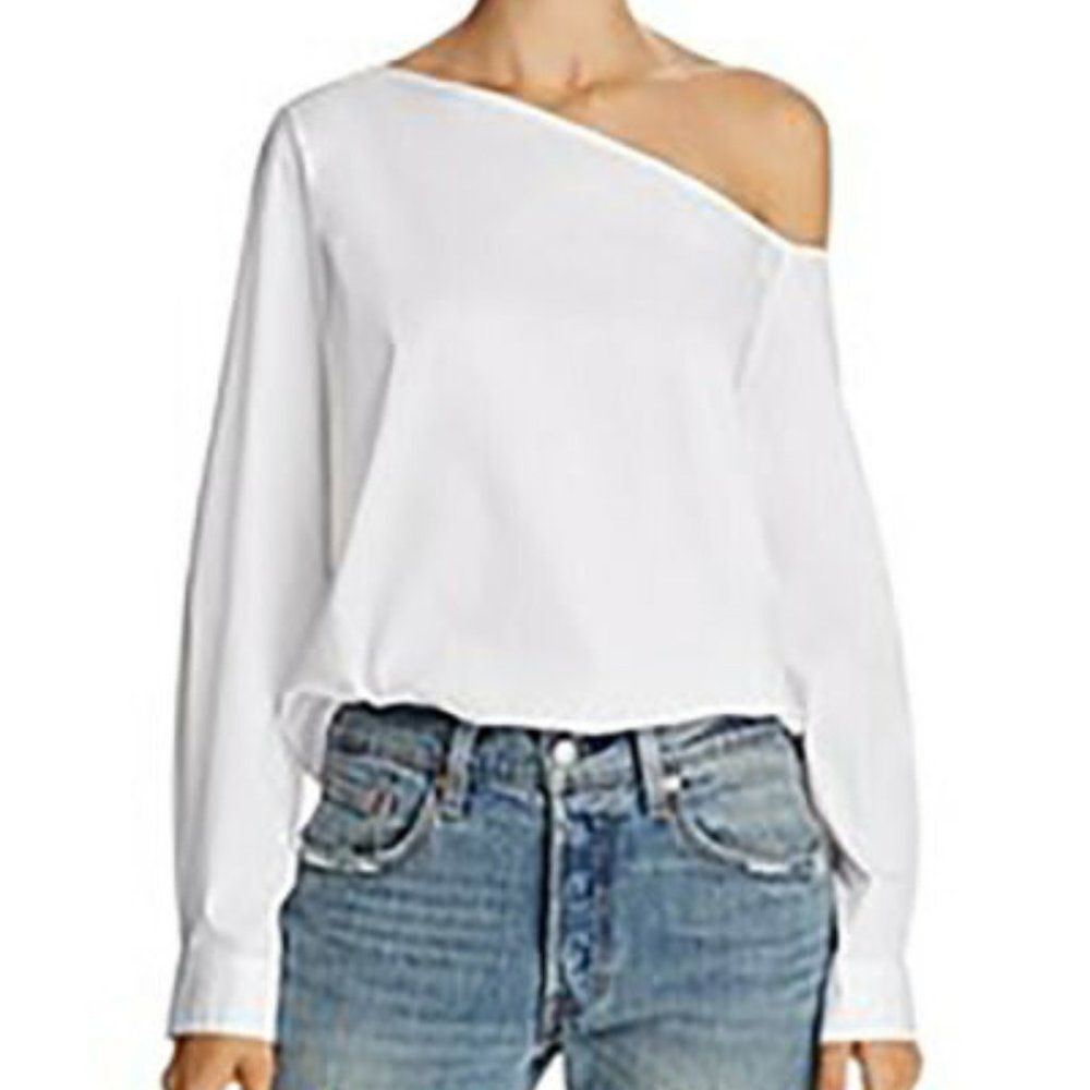 NWT Bloomingdale's Dylan Grey One SHoulder Blouse NWT $118 Sz S